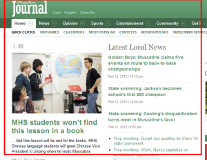 Homepage of The Muscatine Journal